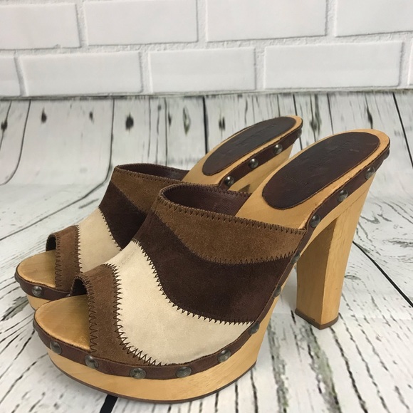 Miu Miu Block Heel Clog open toe leather Platform - Picture 2 of 8